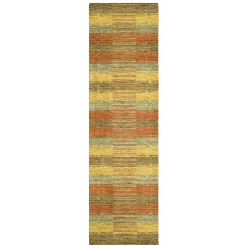 Ebern Designs Frann Handmade Flatweave Wool Brown/Orange/Yellow Rug